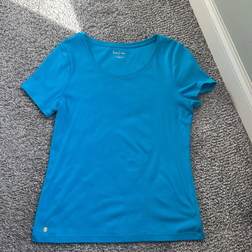 Lilly Pulitzer Beautiful Blue Short Sleeve Top - Size L - NWOT